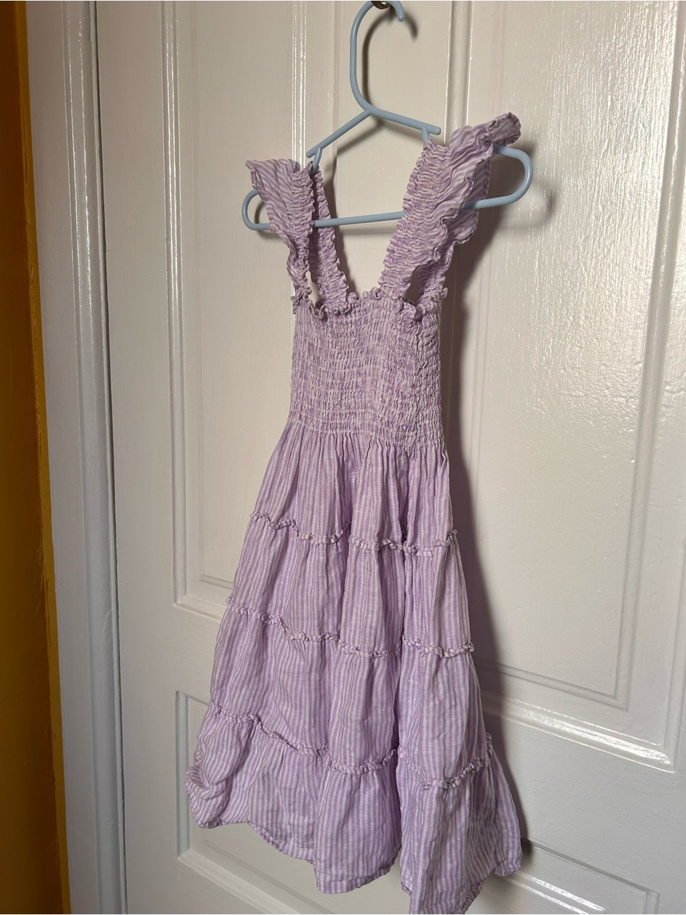 Hill House Lavender Ruffled Smocked Tiered Dress